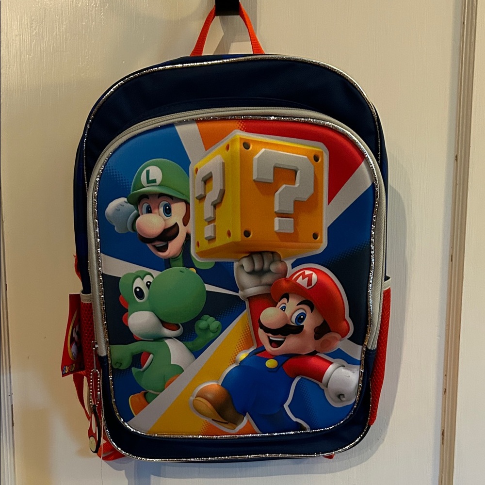 Super Mario Backpack with 3-D Characters. NWT